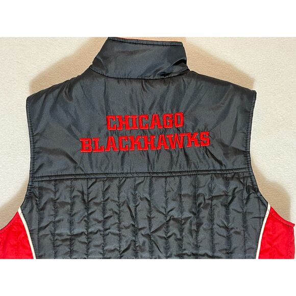 NHL GIII Sports Carl Banks Chicago Blackhawks Women's Vest Red Black EUC Small - Picture 6 of 8